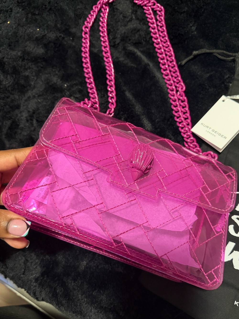 Kurt Geiger Vibrant Clear Pink Mini Shoulder Bag - Picture 5 of 6